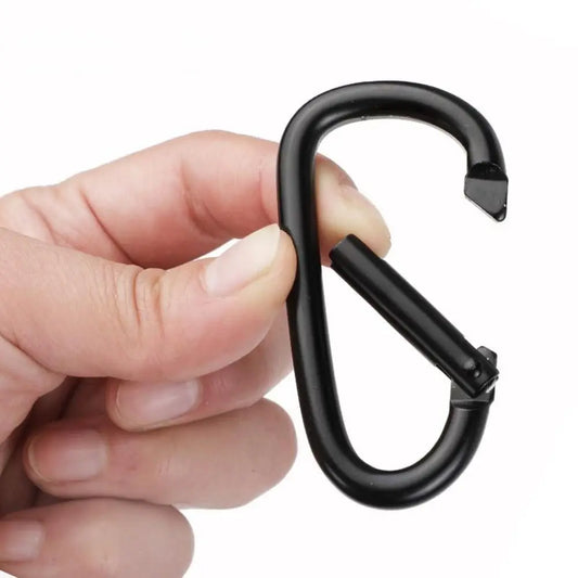 Black Aluminum Alloy Carabiner Spring Snap Clip Water Bottle Hooks Keychain Tool