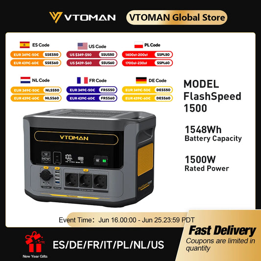 VTOMAN 1500 Portable Power Station 1548Wh