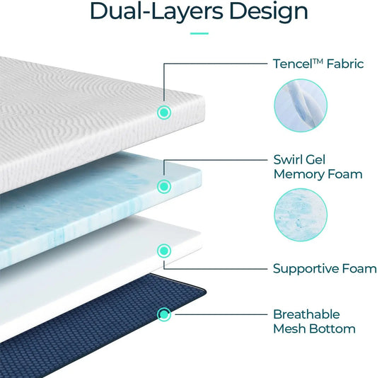 Swirl Memory Foam Soft Bed Cover 74" L * 38" W * 4" H