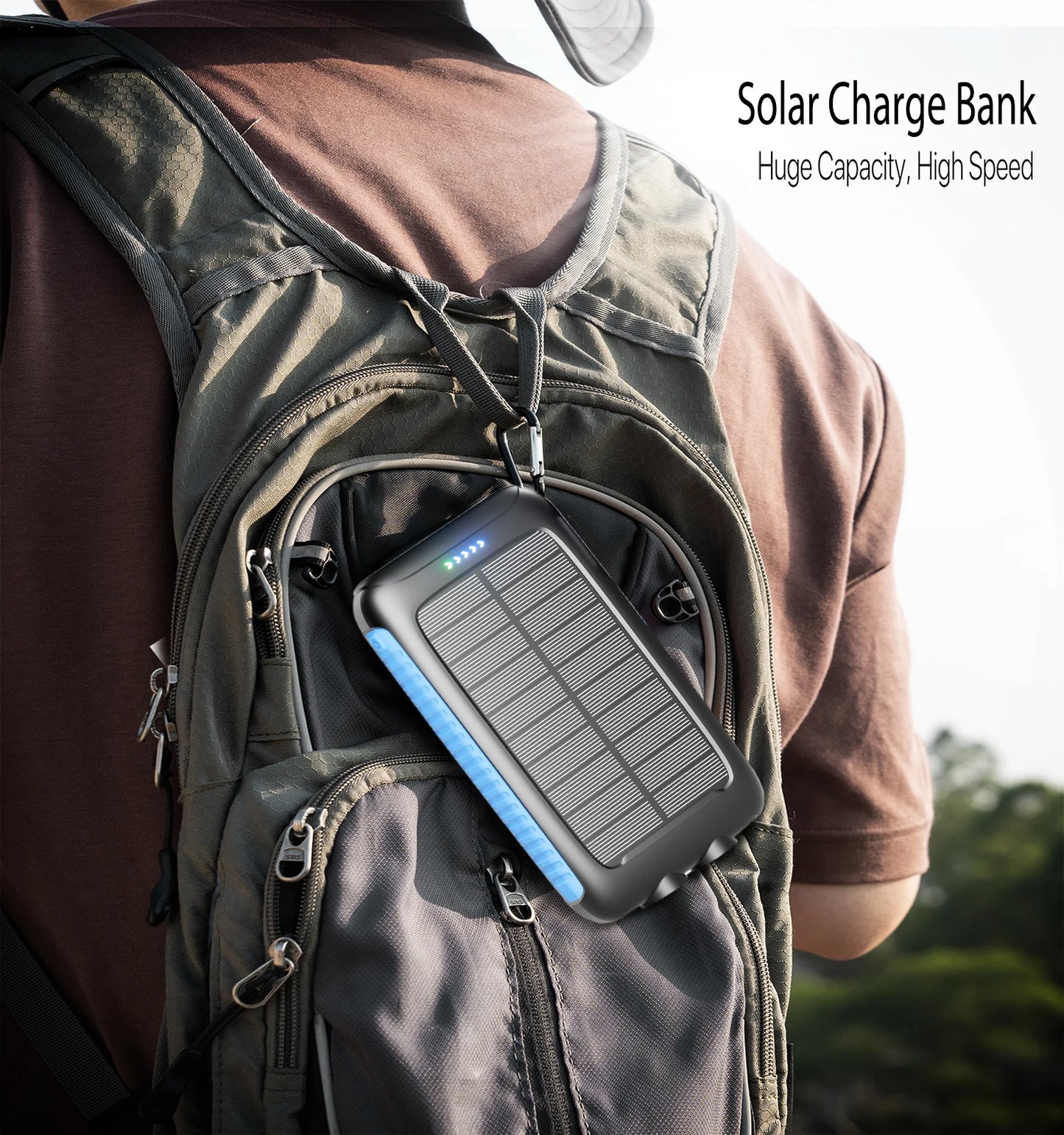 38800 mAh Solar Power Bank Portable Charger with Dual USB,