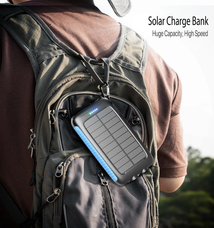 38800 mAh Solar Power Bank Portable Charger with Dual USB,