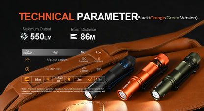 Small Rechargeable Pocket LED Flashlight 1000 Lumens for Everyday Carry