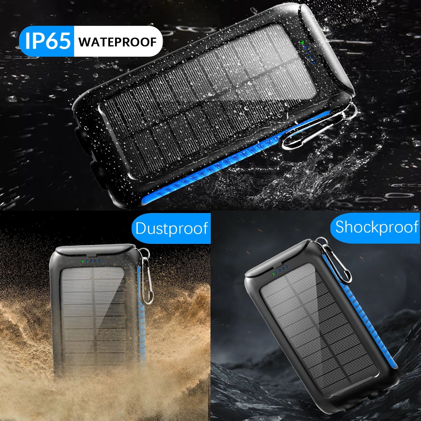 38800 mAh Solar Power Bank Portable Charger with Dual USB,