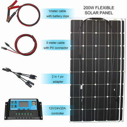 1000w flexible solar panel 12v 24v 100w monocrystalline