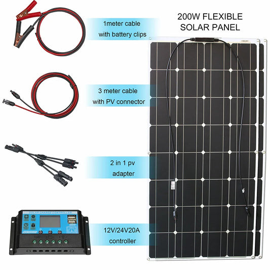 1000w flexible solar panel 12v 24v 100w monocrystalline