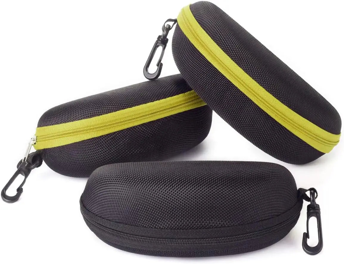 3-Piece Sunglasses Box Portable Travel Zipper Glasses Box Hook