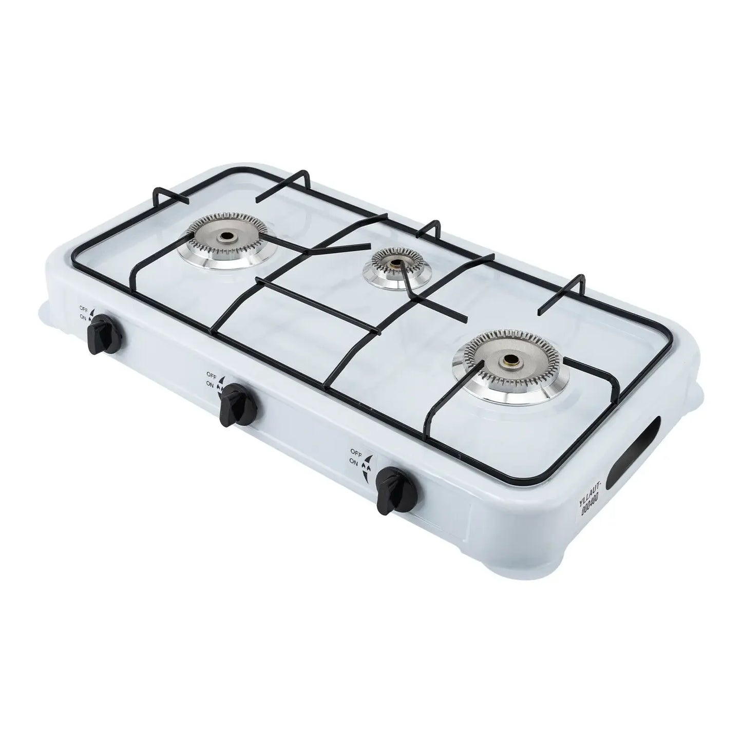 White Built-in 3-Burner Gas Cooktop Rectangular Cast Aluminum with Hose