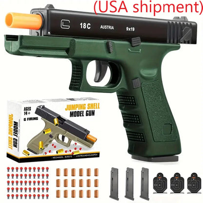 Soft Bullet Toy Gun - Semi-Automatic Handgun with Shell Ejection and Auto Rebound