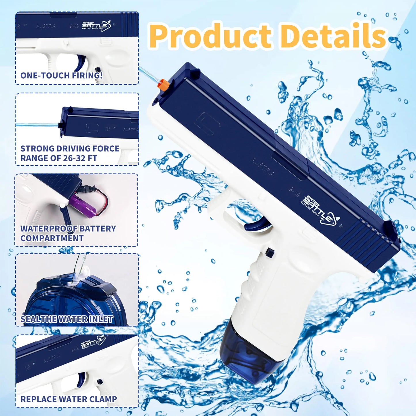 Electric Water Gun RechargeableRange Up to 32 FT Range