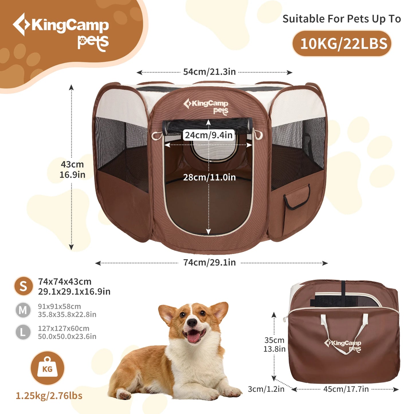 King Camp Portable Dog / Cat  Playpen Cat Tent, Pet Playground Kennel