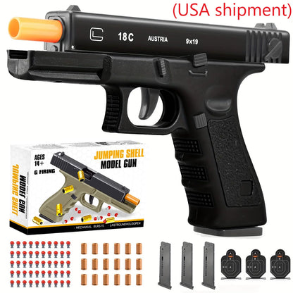 Soft Bullet Toy Gun - Semi-Automatic Handgun with Shell Ejection and Auto Rebound