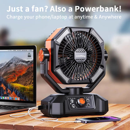 Camping Fan with 4 LED Lantern 8 Speeds Desk Fan