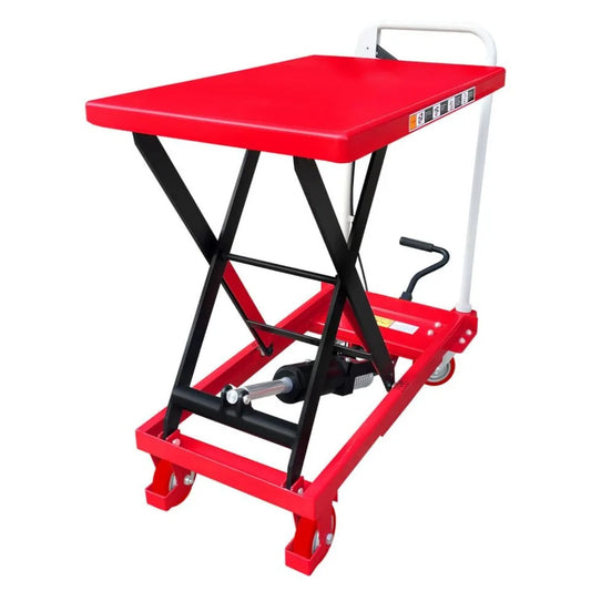 Scissor Lift Table Cart, 500 lb. Cap, 27.75 L x 17.75 W, 8.25 - 28.5 H,