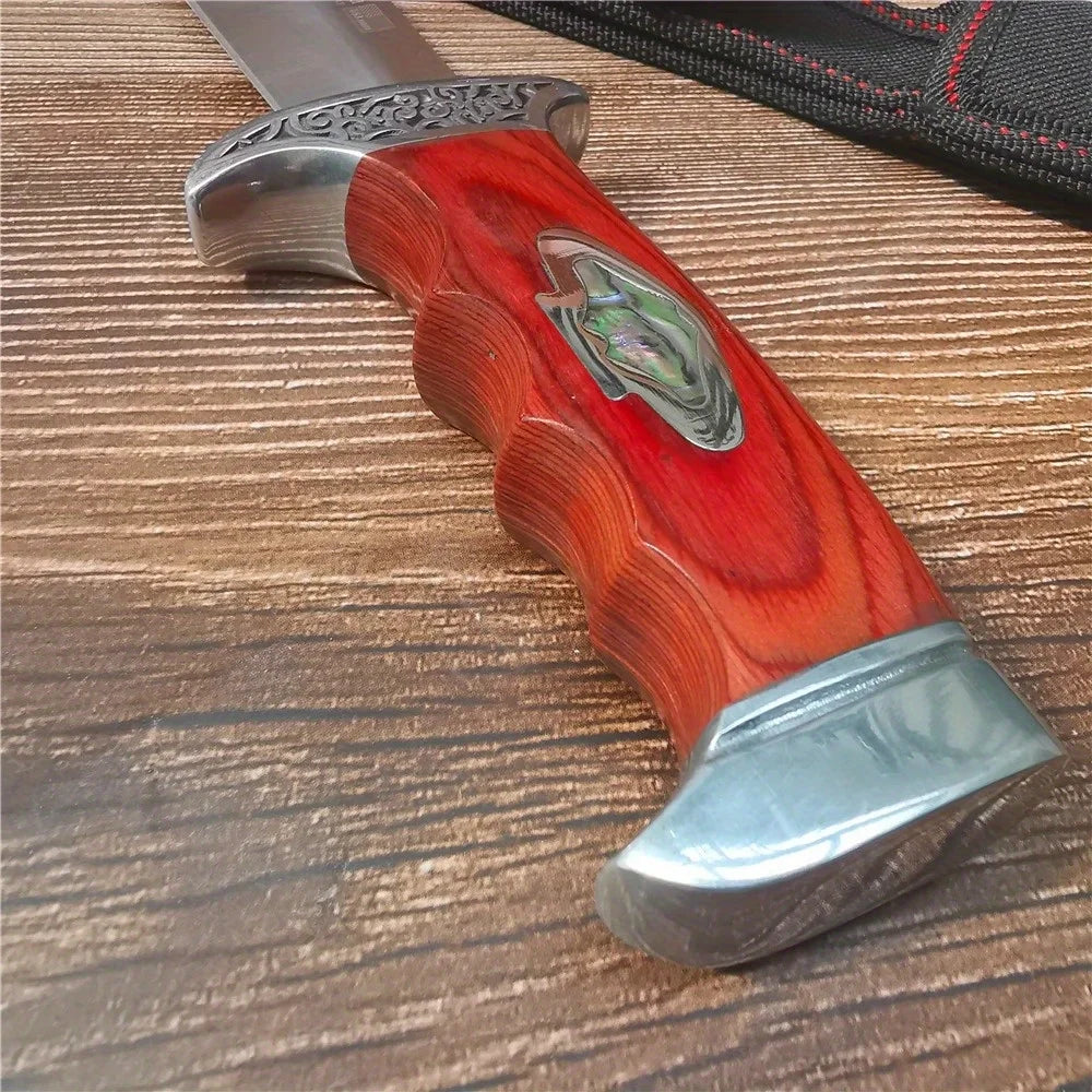 Camping, Hunting, Outdoor Survival Knife with Sheath 10.4 Inch (265mm) 9CR18MOV Stainless Steel Fixed Blade Knife - High Hardness