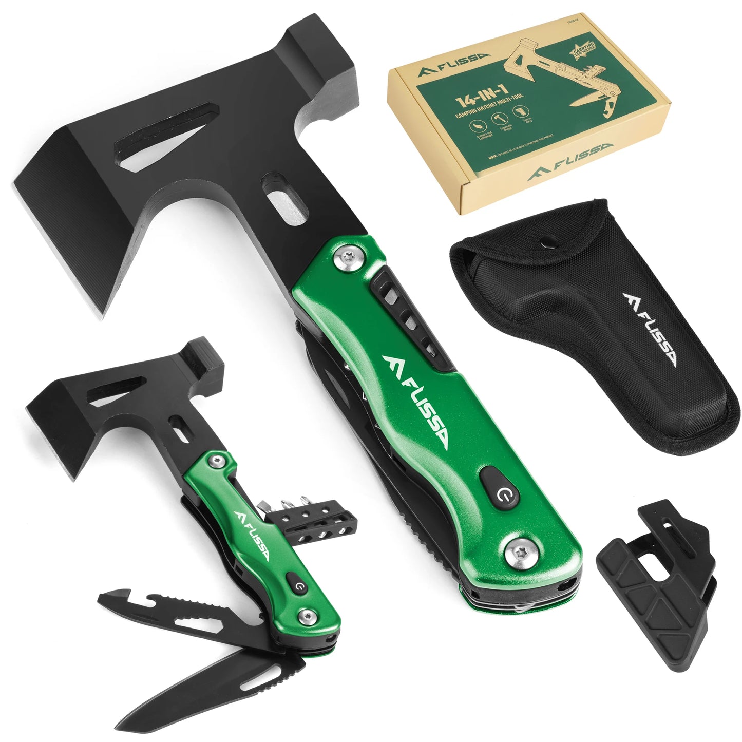 Camping Axe Hammer 14-in-1 Multitool, Stainless Steel