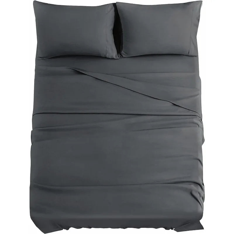 Dark Grey Queen Sheets Set, with 14 inch Deep Pocket
