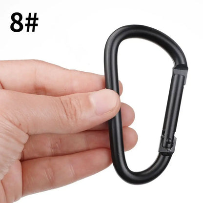 Black Aluminum Alloy Carabiner Spring Snap Clip Water Bottle Hooks Keychain Tool