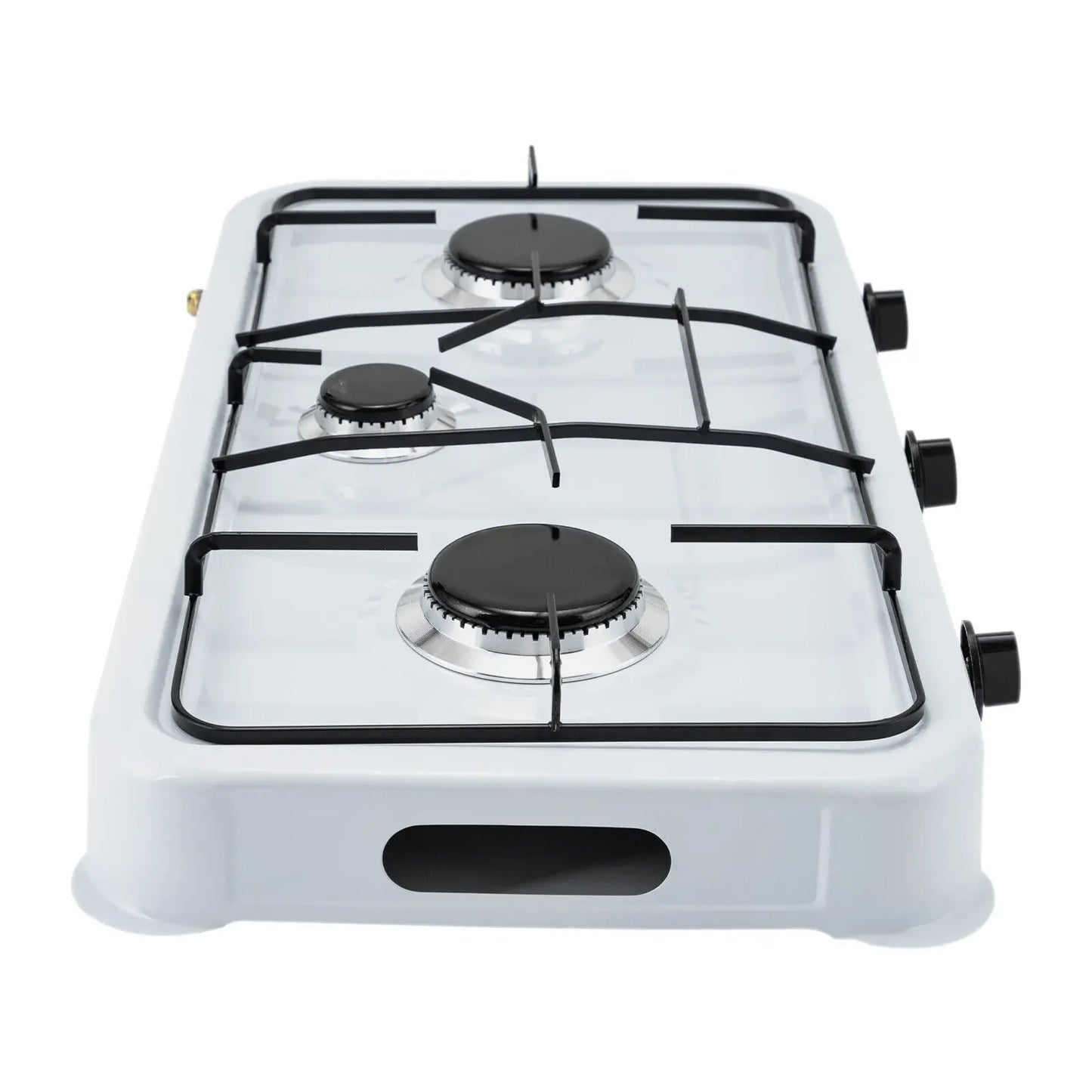 White Built-in 3-Burner Gas Cooktop Rectangular Cast Aluminum with Hose