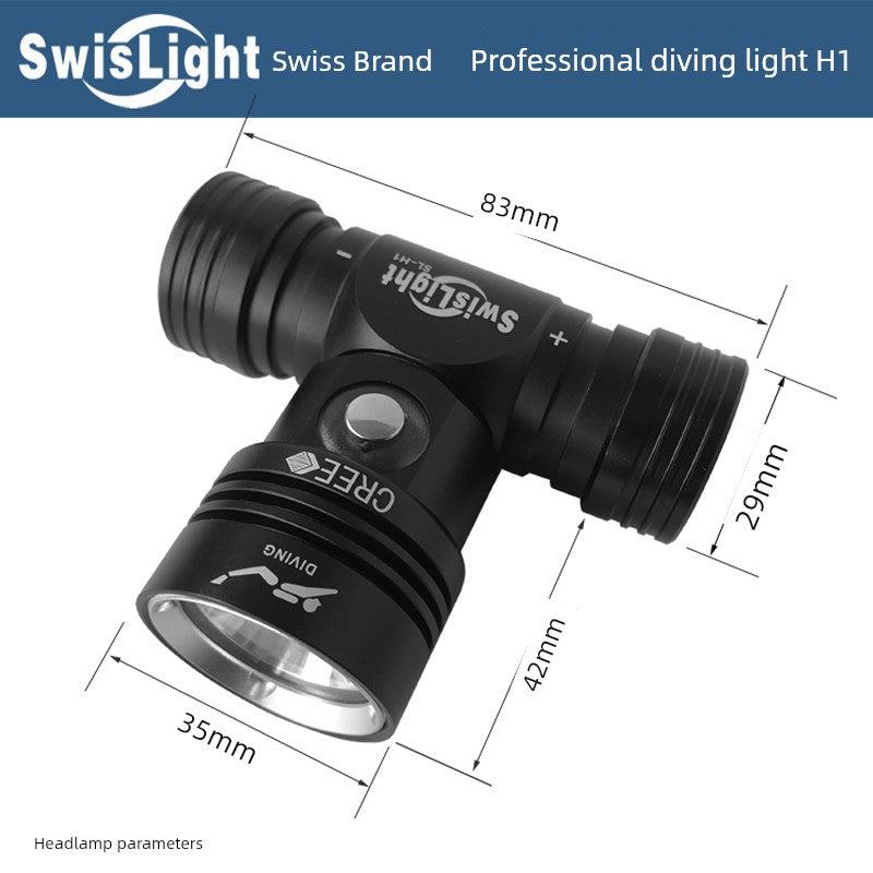 Professional Diving Headlamp Swiss L2  Waterproof 30 M Super Bright