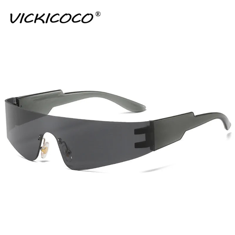 Goggle Sunglasses Sport Punk Rimless Sun Glasses One Piece Mirror Shades UV400
