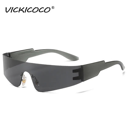 Goggle Sunglasses Sport Punk Rimless Sun Glasses One Piece Mirror Shades UV400