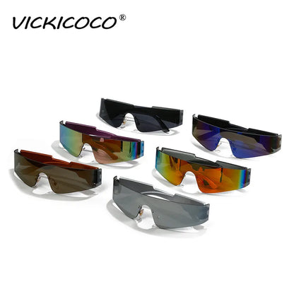 Goggle Sunglasses Sport Punk Rimless Sun Glasses One Piece Mirror Shades UV400