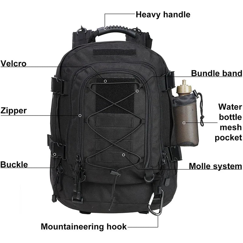 LQARMY 60L Military Tactical Backpack Rucksack