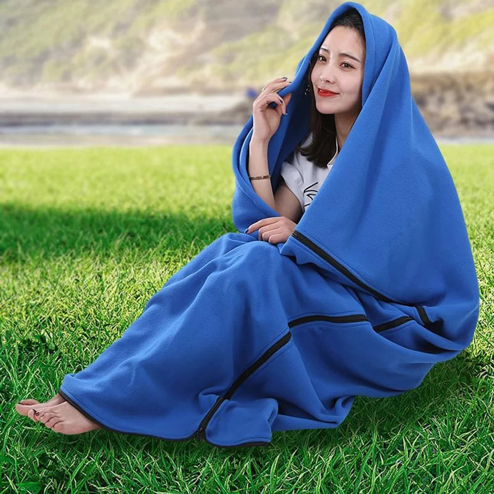 Portable Sleeping Bag Liner Microfiber Fleece Sleep Sack Zippered