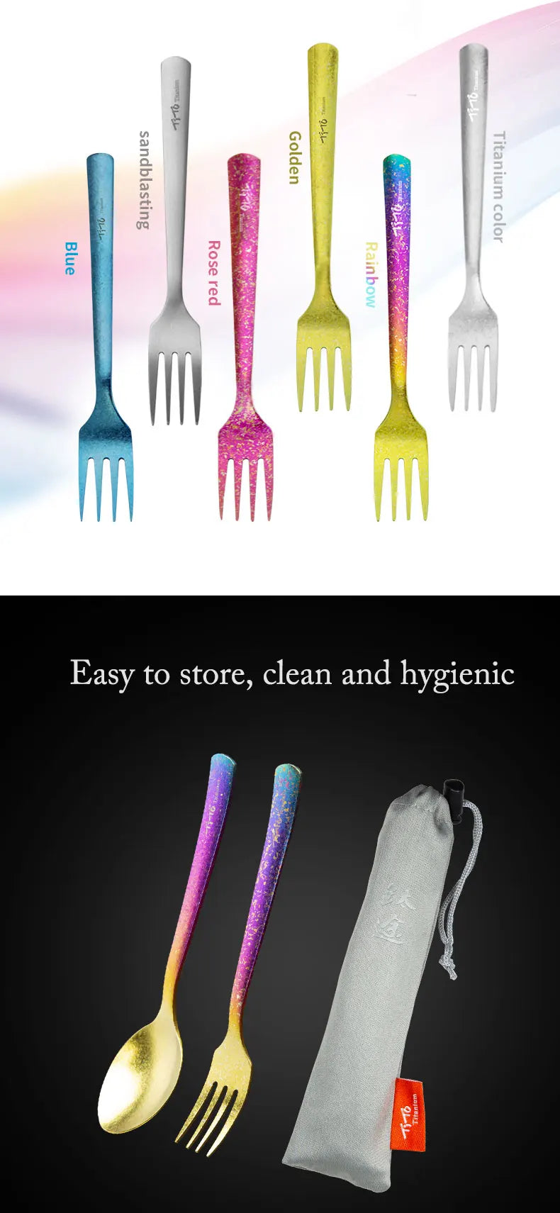 Rainbow Colored Titanium Spoons & Forks