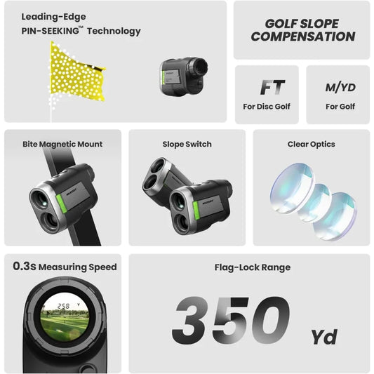 Golf Incline rangefinder, 1100 yards rechargeable laser Magnetic rangefinder