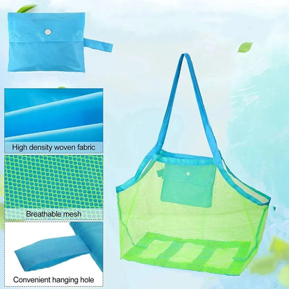Multicolor Large Mesh Beach Bag, Sand-Away Portable Tote With Convenient Hanging Handles