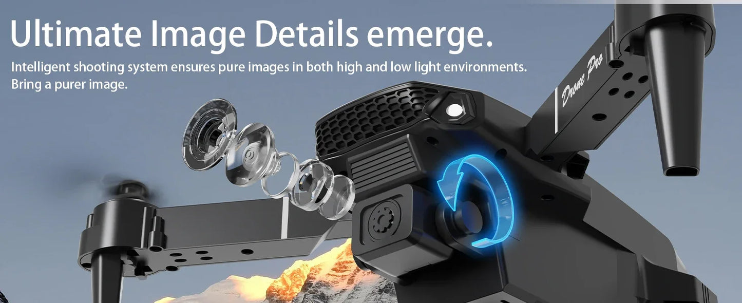 E88 Pro RC Drone 8K Professional with 1080P Wide Angle HD Camera