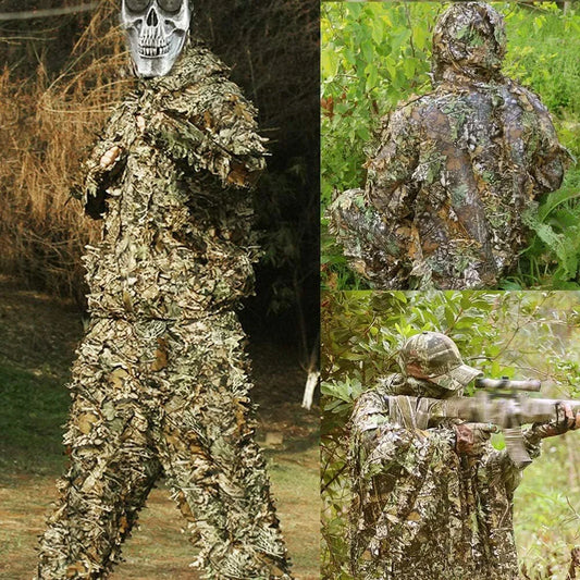 3D Ghillie Suit Tactical Outdoor Camouflage Clothes Leafy Bionic Jungle CS Shooting Suits Combat Clothes Set For Holiday Party