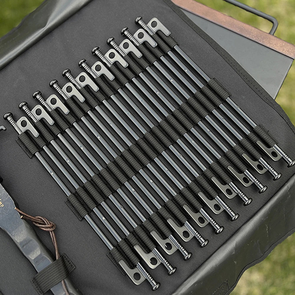 Portable Camping Tent Stake Bag with Hammer, Rope,