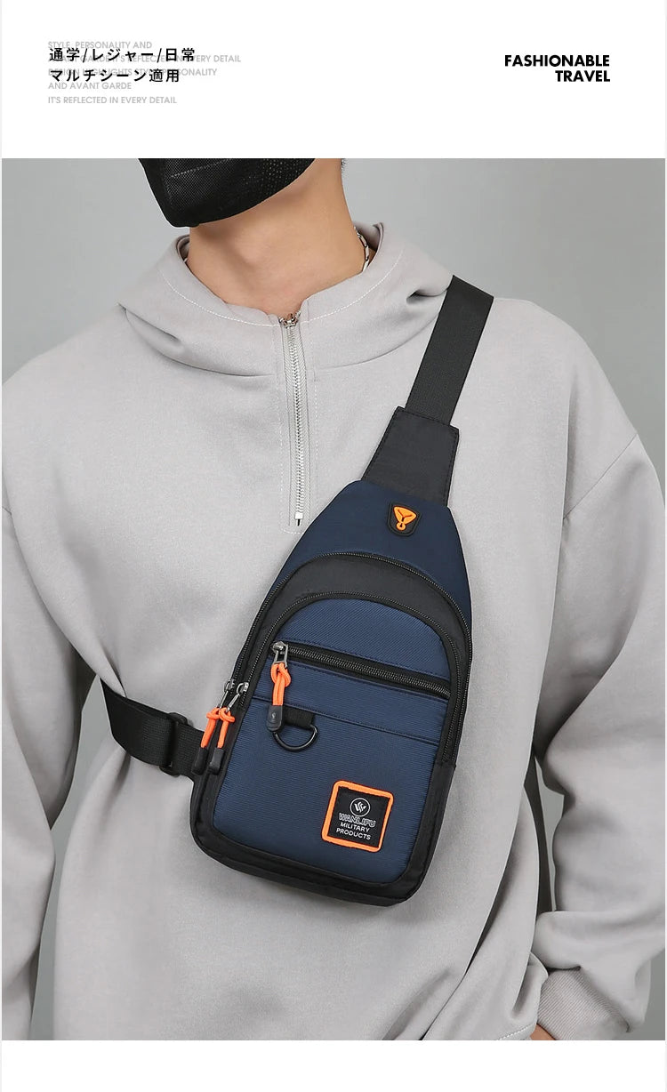 Men's Chest Bag Handbag Lightweight Oxford Fabric Crossbody Shoulder Bag Stylish Casual Men's Waist Packs Male Chest Bag