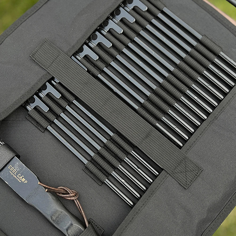 Portable Camping Tent Stake Bag with Hammer, Rope,