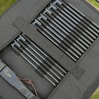 Portable Camping Tent Stake Bag with Hammer, Rope,