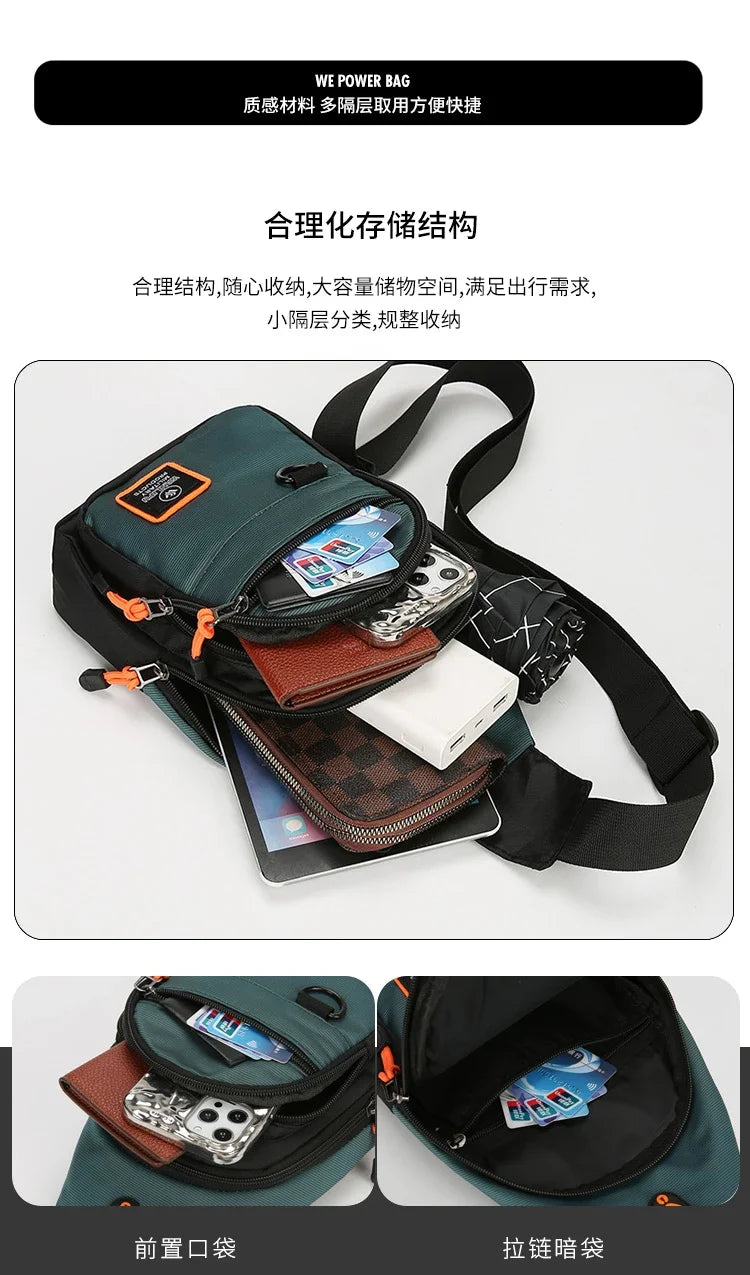 Men's Chest Bag Handbag Lightweight Oxford Fabric Crossbody Shoulder Bag Stylish Casual Men's Waist Packs Male Chest Bag