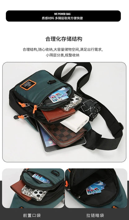 Men's Chest Bag Handbag Lightweight Oxford Fabric Crossbody Shoulder Bag Stylish Casual Men's Waist Packs Male Chest Bag