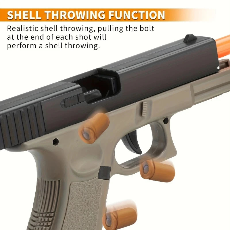 Soft Bullet Toy Gun - Semi-Automatic Handgun with Shell Ejection and Auto Rebound