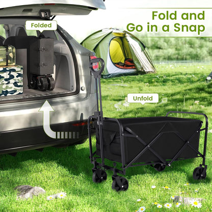 Heavy Duty, Foldable, Portable, Wagon for Groceries, Beach Cart with All-Terrain Wheels  Drink Holders