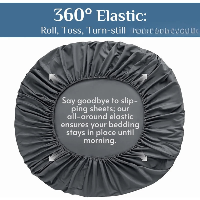 Dark Grey Queen Sheets Set, with 14 inch Deep Pocket