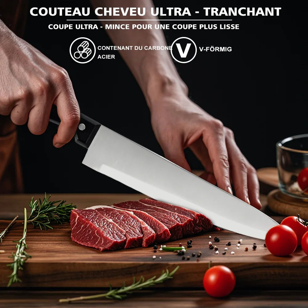 15pcs Chef Knife Set Stainless Steel Kitchen Knives Sets with Scissors,Sharpening Rod