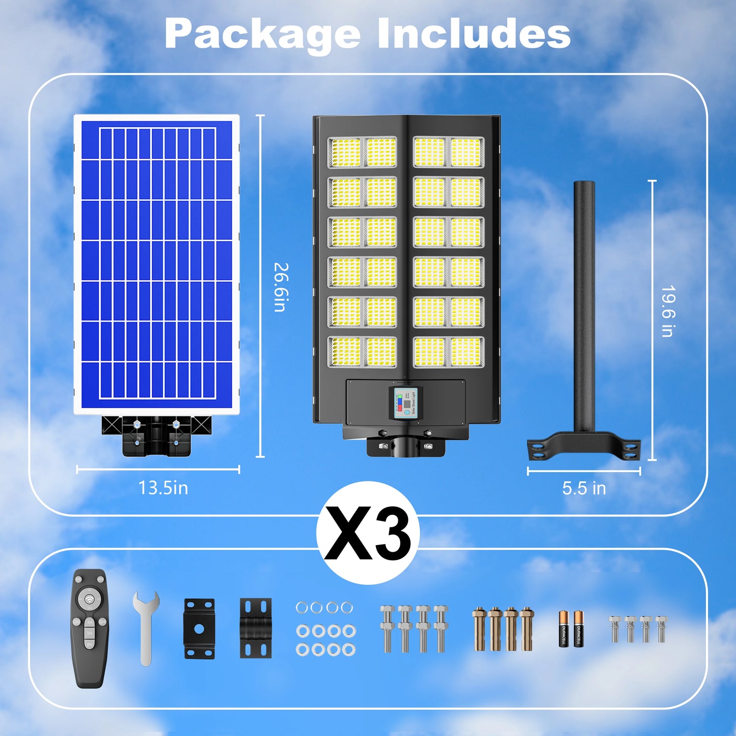 5000W solar-powered street light 240,000LM 7000K from dusk to dawn
