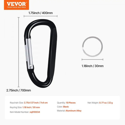 10PCS Durable  Snap Hook Carabiner Keyring