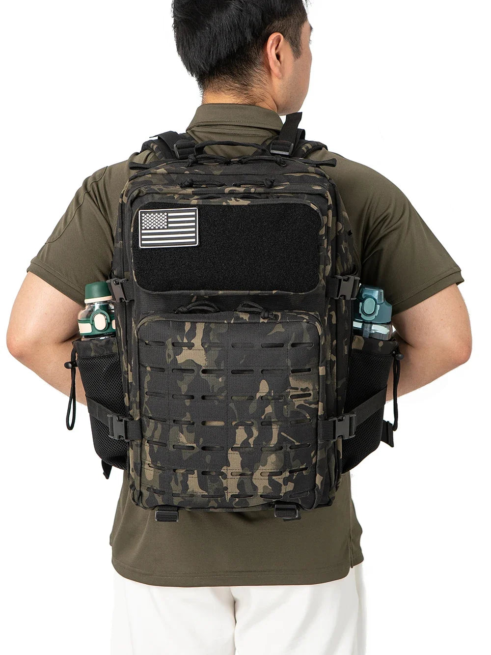 45L Men's Tactical Backpack with Double Cup Holder