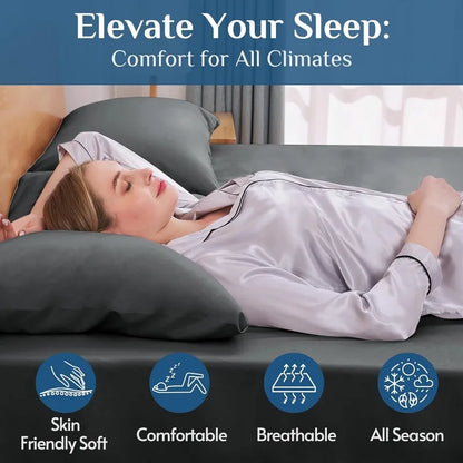 Dark Grey Queen Sheets Set, with 14 inch Deep Pocket