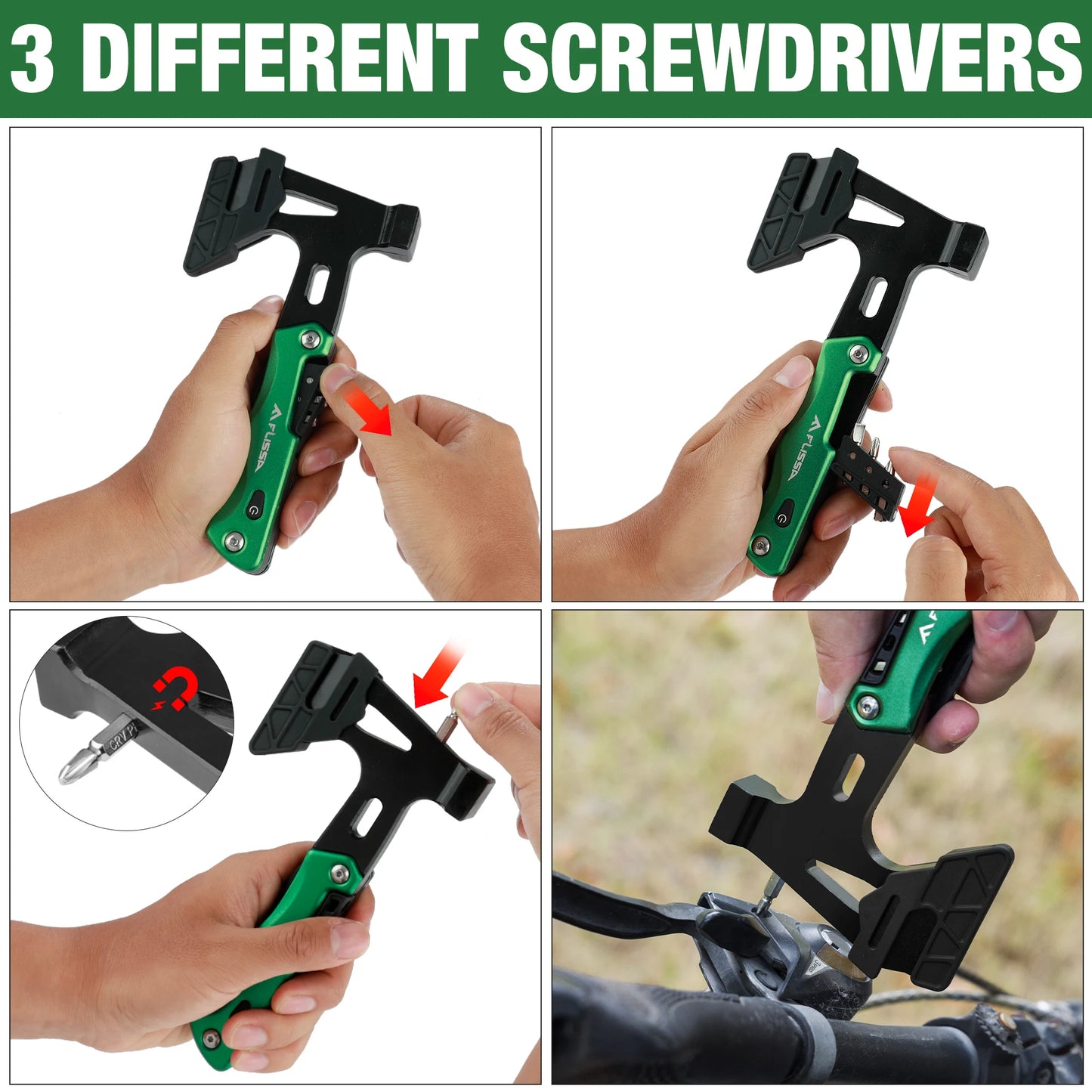 Camping Axe Hammer 14-in-1 Multitool, Stainless Steel