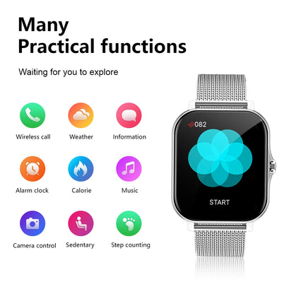 Smart watch, compatible with Android and iPhone, fitness tracking unisex sports watch