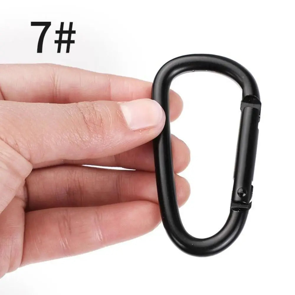 Black Aluminum Alloy Carabiner Spring Snap Clip Water Bottle Hooks Keychain Tool